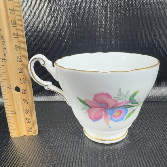 Vintage Regency Teacup Saucer Set Pink Blue Flowers Pattern Bone China England - Picture 3 of 11